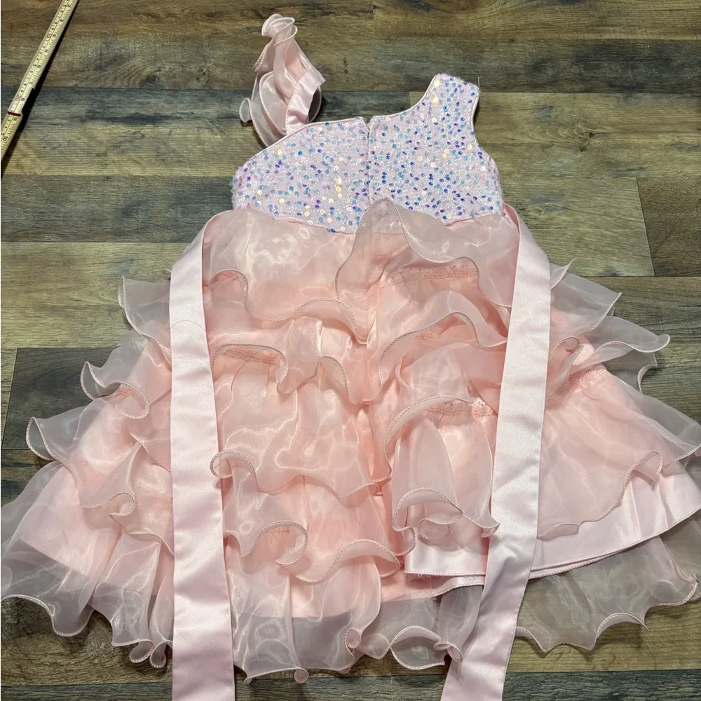 Pink Ruffled Kids Pageant Dress - Picture 4 of 5